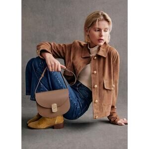 Sezane Terry Jacket Flap Pockets Camel Suede - 4